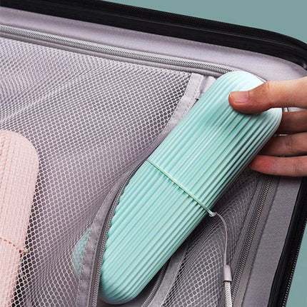 Travel Toothbrush and Toothpaste Holder Portable Bathroom Storage Box Case Cover - Green.