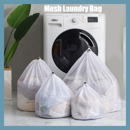 Laundry Washing Mesh Net Bag Drawstring Delicate Cloth Cleaning Clothes Lingerie - M (50*40CM).