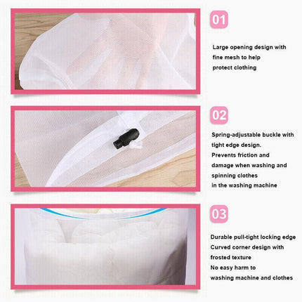 Laundry Washing Mesh Net Bag Drawstring Delicate Cloth Cleaning Clothes Lingerie - M (50*40CM).