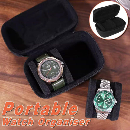 Two Card Portable Watch Organizer Box Storage Case for Watches and Straps.