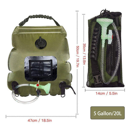 20L Camp Shower Bag Solar Heat Water Pipe Portable Camping Hiking Travel Outdoor.