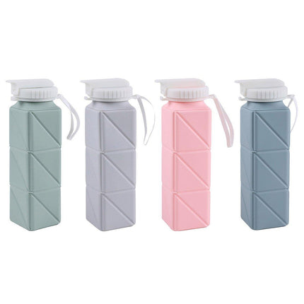 620ml Silicone Folding Water Bottle Food Grade Outdoor Sports Kettle High Temp - Green.