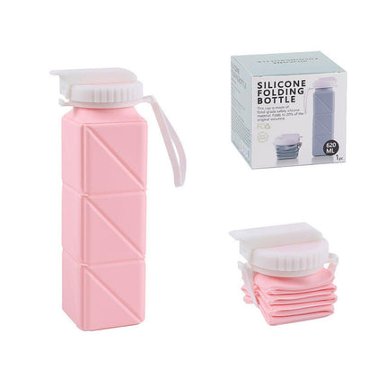 620ml Silicone Folding Water Bottle Food Grade Outdoor Sports Kettle High Temp - Green.