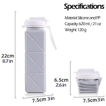620ml Silicone Folding Water Bottle Food Grade Outdoor Sports Kettle High Temp - Pink.