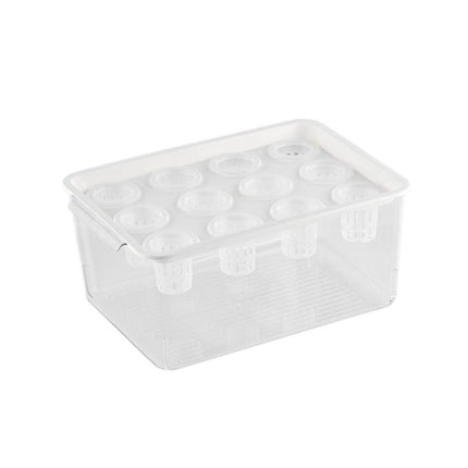 Transparent Rectangular Aquarium 12Hole Lid Portable Hydroponic Plant Fish Tank - Green.