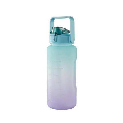 2L Large Water Bottle Straw Time Gradient Cup Fitness Jugs Sport Gym Training - Pink.