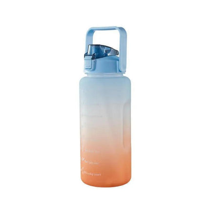 2L Large Water Bottle Straw Time Gradient Cup Fitness Jugs Sport Gym Training - Pink.