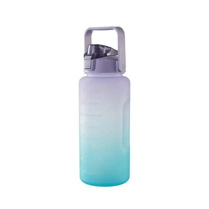 2L Large Water Bottle Straw Time Gradient Cup Fitness Jugs Sport Gym Training - Pink.