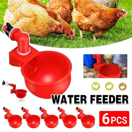 6x Automatic Chicken Water Cup Waterer Poultry Drinking Bowl Feeder Drinker Tool.