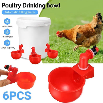 6x Automatic Chicken Water Cup Waterer Poultry Drinking Bowl Feeder Drinker Tool.