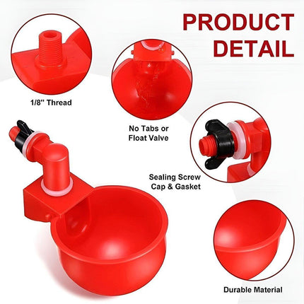 6x Automatic Chicken Water Cup Waterer Poultry Drinking Bowl Feeder Drinker Tool.