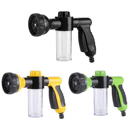 Washing Nozzle Plant Pet Hose 8-Mode Garden Car Water Foam Sprayer Soap Dispenser - Green.