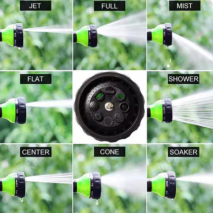 Washing Nozzle Plant Pet Hose 8-Mode Garden Car Water Foam Sprayer Soap Dispenser - Green.