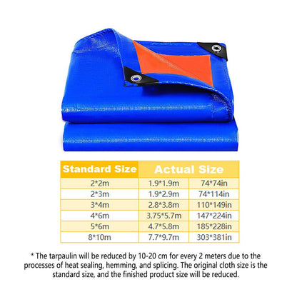Waterproof Plastic Tarp Cover Heavy Duty Ground Sheet Rainproof Dustproof Blue - 4x6m.