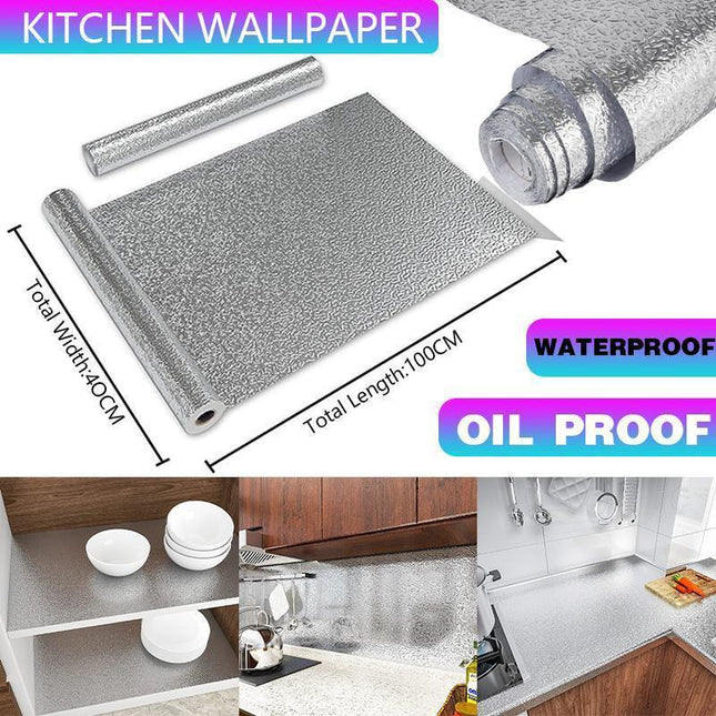 Waterproof Oil Proof Aluminum Foil Sticker Self Adhesive Kitchen Wallpapers AU.