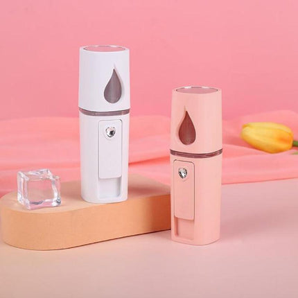 L2 Mini Nano Facial Mister With Top Mirror Rechargeable Cool Mist Sprayer  Au - Pink.