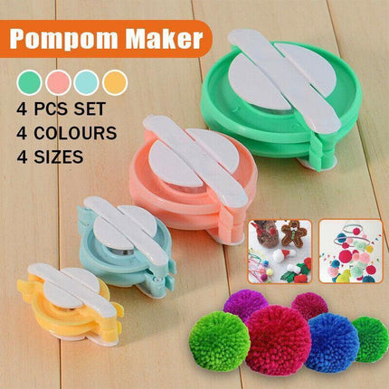 Pom Pom Maker Set of 4 Sizes DIY Wool Knitting Craft Ball Making Tool.