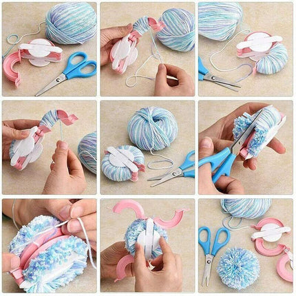 Pom Pom Maker Set of 4 Sizes DIY Wool Knitting Craft Ball Making Tool.