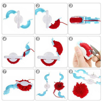 Pom Pom Maker Set of 4 Sizes DIY Wool Knitting Craft Ball Making Tool.