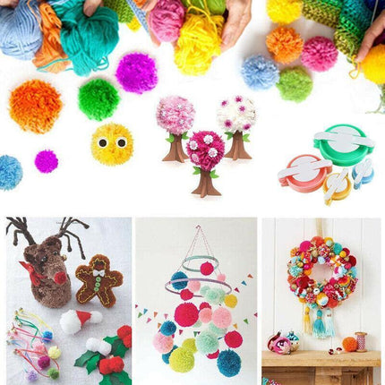 Pom Pom Maker Set of 4 Sizes DIY Wool Knitting Craft Ball Making Tool.