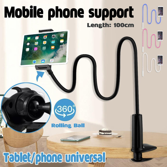 Adjustable Flexible Phone Tablet Holder with Clamp for Bed Desk Mount Use - White.