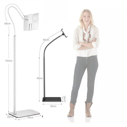 Adjustable Floor/Desk Stand Bed Lazy Mount Holder Arm Bracket For Phone Tablet - 6.5-9cm White(Desk Stand).