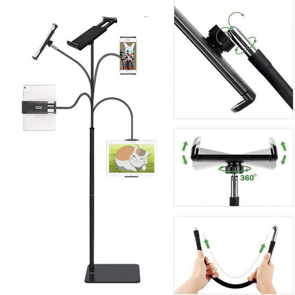 Adjustable Floor/Desk Stand Bed Lazy Mount Holder Arm Bracket For Phone Tablet - 6.5-9cm White(Desk Stand).