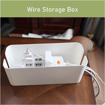Large Cable Wire Storage Box Case Cord Management Socket Tidy Organizer with Lid - White S.