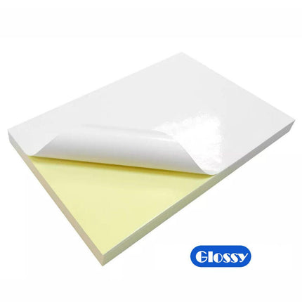 A4 Self Adhesive Sticker Paper Sheet Label Laser Inkjet Print Mailing Address - White Glossy 2x1 *20 PCS.
