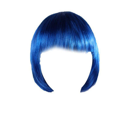 Short Bob Wig with Bangs for Women Synthetic Cosplay Party Hair in 14 Colours - Dark Pink.