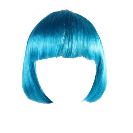 Short Bob Wig with Bangs for Women Synthetic Cosplay Party Hair in 14 Colours - Dark Pink.