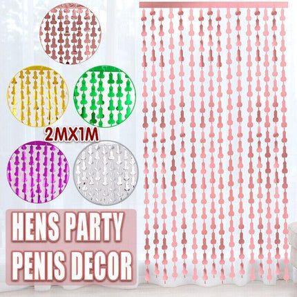 Metallic Tinsel Curtain 2m x 1m Hens Party Backdrop Foil Fringe Hanging Decor - Purple.