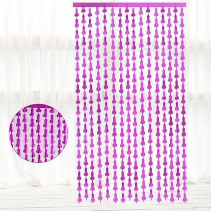 Metallic Tinsel Curtain 2m x 1m Hens Party Backdrop Foil Fringe Hanging Decor - Silver.
