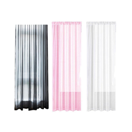 Sheer Voile Curtains Rod Pocket Window Panel for Bedroom 140cm x 230cm Drapes - Black.
