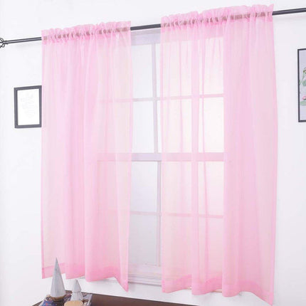 Sheer Voile Curtains Rod Pocket Window Panel for Bedroom 140cm x 230cm Drapes - Black.
