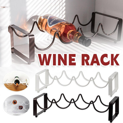 Iron Wine Rack Bottle Holder Metal Display Stand Tabletop Decorative Storage - Brown.