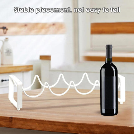 Iron Wine Rack Bottle Holder Metal Display Stand Tabletop Decorative Storage - White.