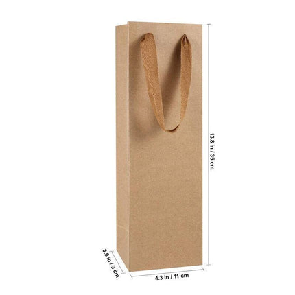 Reusable Wine Bottle Gift Bags Kraft Paper with Handles in White Kraft Black - Kraft.