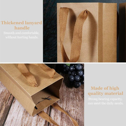 Reusable Wine Bottle Gift Bags Kraft Paper with Handles in White Kraft Black - Kraft.