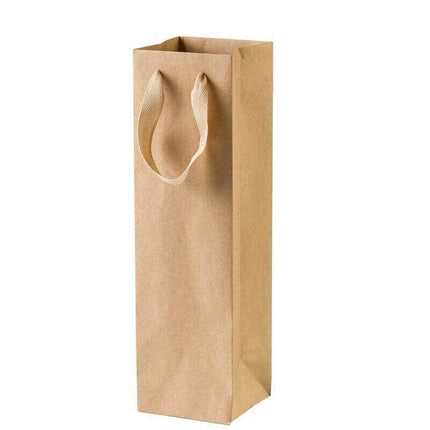 Reusable Wine Bottle Gift Bags Kraft Paper with Handles in White Kraft Black - Kraft.