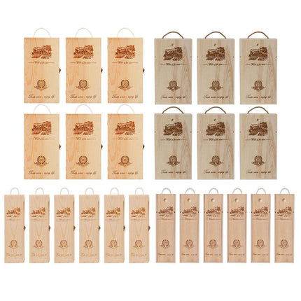 6pcs Red Wine Wooden Gift Box Packaging Storage Box for Wine Bottle Gifts - Single pull-out.