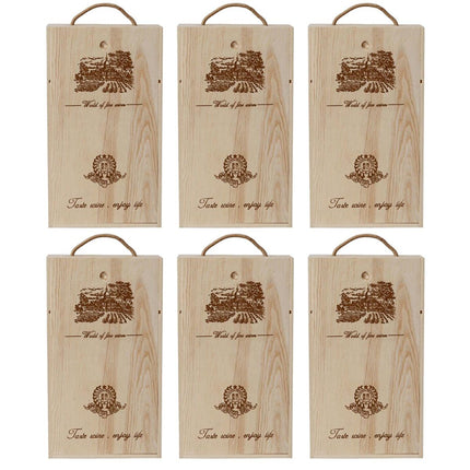 6pcs Red Wine Wooden Gift Box Packaging Storage Box for Wine Bottle Gifts - Single pull-out.