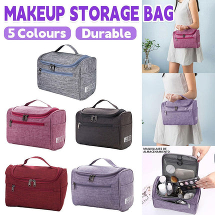 Womens Cosmetic Bag Make Up Case Travel Toiletry Wash Organiser Vanity Nail Box - Wine Red.