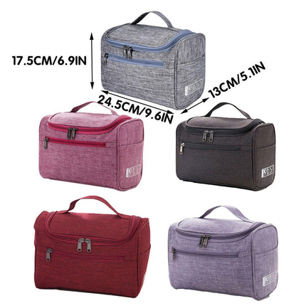 Womens Cosmetic Bag Make Up Case Travel Toiletry Wash Organiser Vanity Nail Box - Wine Red.