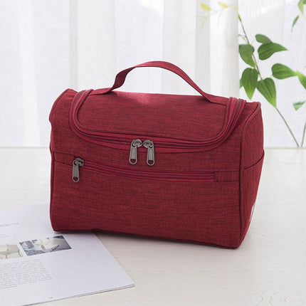 Womens Cosmetic Bag Make Up Case Travel Toiletry Wash Organiser Vanity Nail Box - Wine Red.
