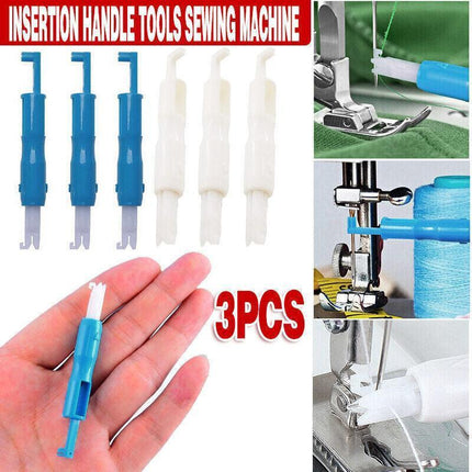 3x Automatic Needle Threader -Insertion Handle Tools Sewing Machine - White.