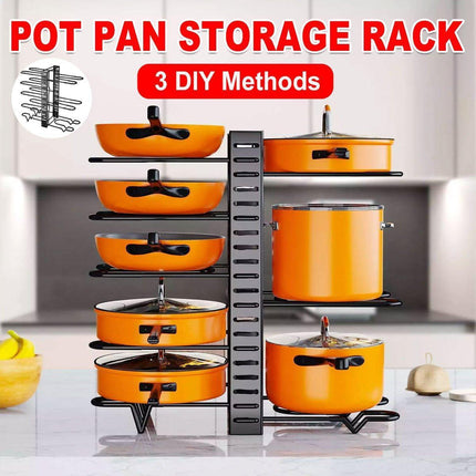 Adjustable Multi Layer Pot Lid Rack Vertical Storage Organizer Countertop Holder.