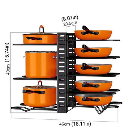Adjustable Multi Layer Pot Lid Rack Vertical Storage Organizer Countertop Holder.