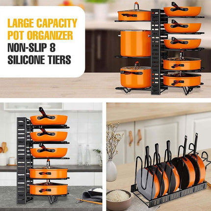 Adjustable Multi Layer Pot Lid Rack Vertical Storage Organizer Countertop Holder.