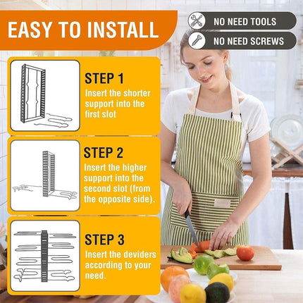 Adjustable Multi Layer Pot Lid Rack Vertical Storage Organizer Countertop Holder.